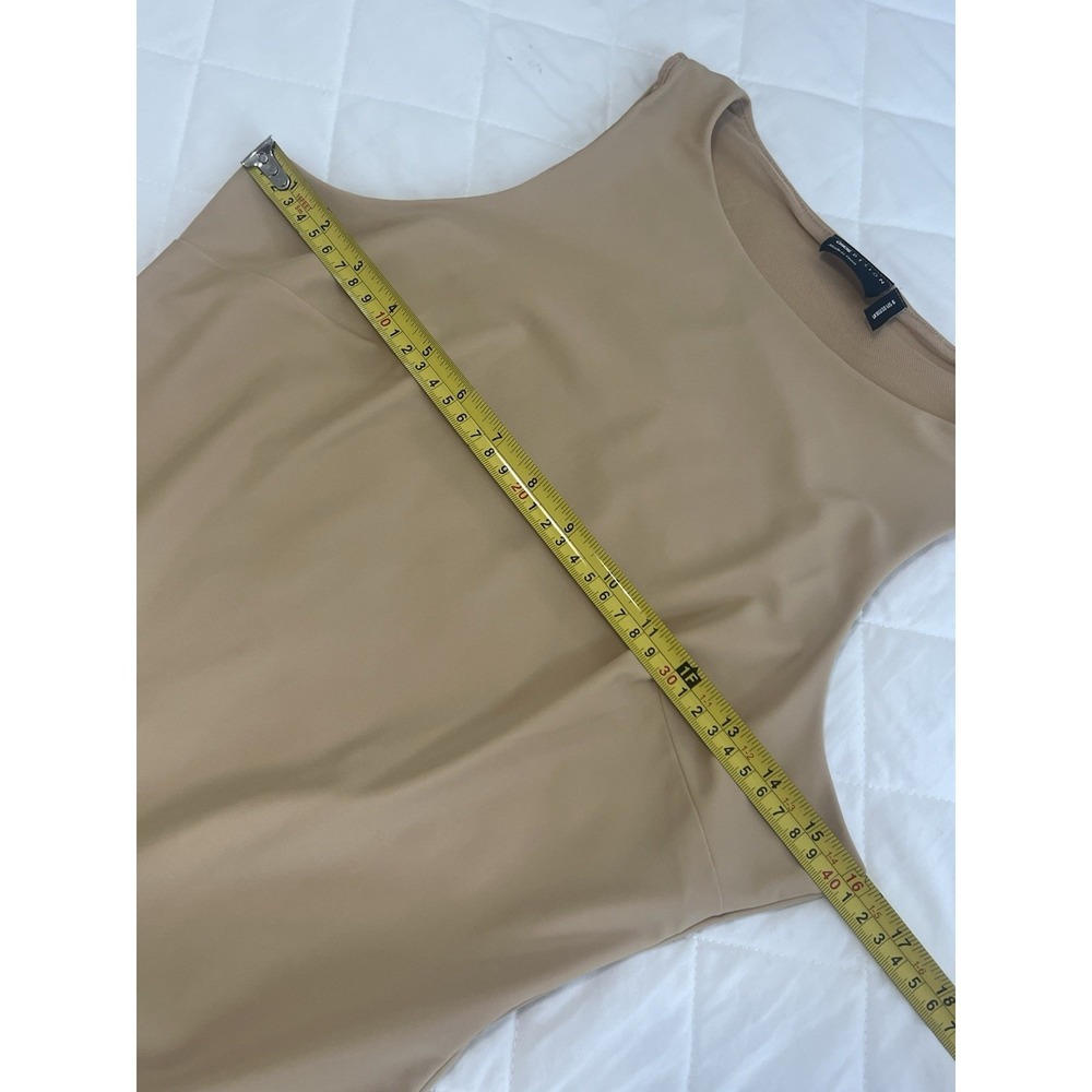 ASOS Beige Sculpting Thong Bodysuit High Neck Sleek Minimalist Beach Party US 6 - Picture 5 of 7